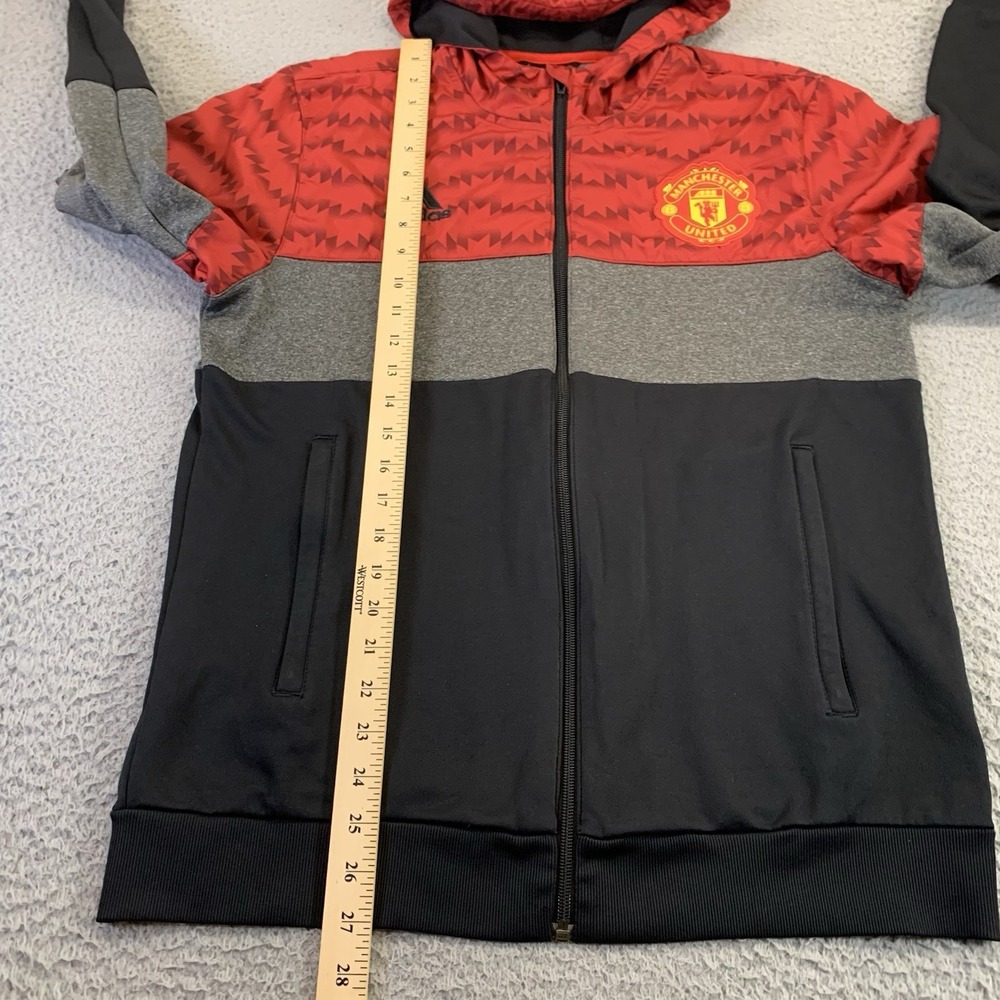Adidas Manchester United Jacket Mens Medium Full Zip Hooded Pocket Soccer Futbol - Picture 5 of 12